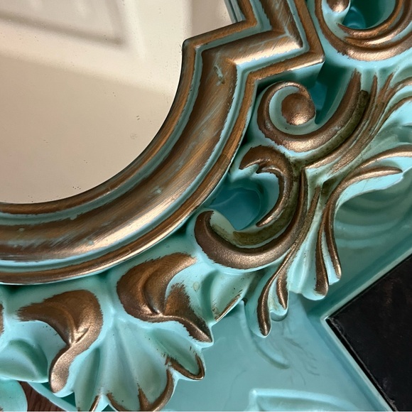 Set Of 3 Tiffany Blue And Gold Hanging Mirrors - Picture 5 of 5